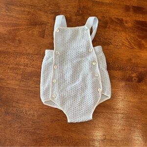 Bella Bliss blue white knit 100% cotton romper size 9 months